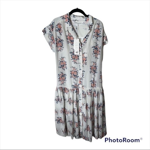 NWT VERONICA BEARD 100% Silk White Floral Meagan Midi Dress Size 2 - Picture 7 of 10